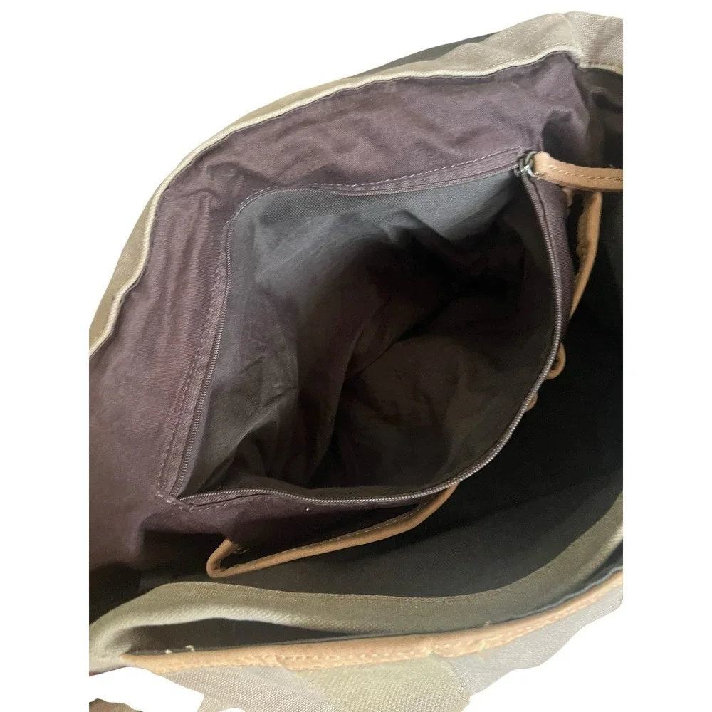 Fossil‎ Military Olive Canvas Leather Messenger Utility Laptop Bag Turnlock